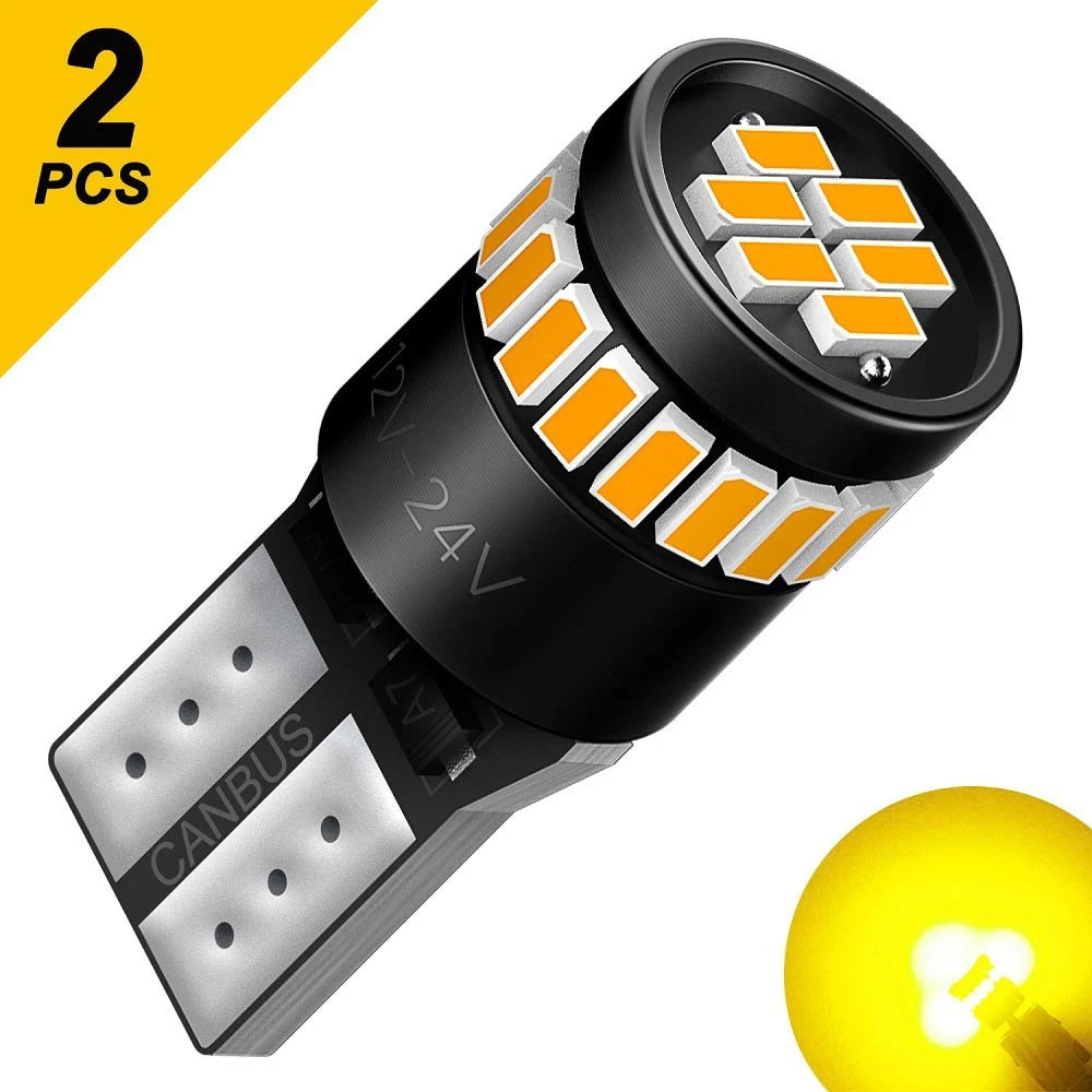 2X T10 W5W LED Bulbs Turn Amber/Orange Side Globes Bulb Wedge Indicator Signal