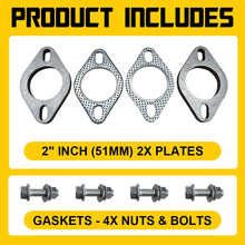 Load image into Gallery viewer, UNIVERSAL EXHAUST FLANGE PLATE GASKET KIT 2" 51MM 4 BOLT 304 STAINLESS STEEL SET