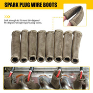8x Titanium Spark Plug Wire Boot Heat Sleeves, 6" Fibreglass, 2500°F
