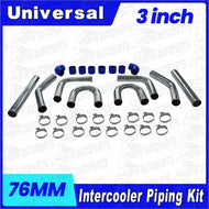 Universal 3" (76mm) Aluminum Intercooler Turbo Piping Kit with Silicone Hoses