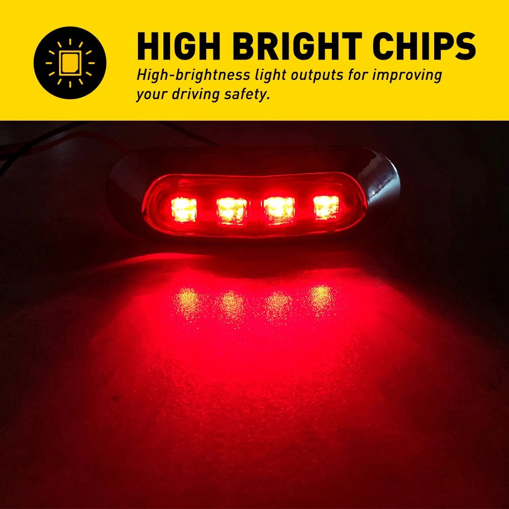 10x Red LED Clearance Lights Side Marker Lamp Trailer Truck Caravan Lorry IP67