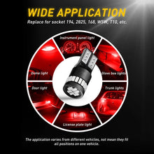 Load image into Gallery viewer, RED 2/4/10X T10 W5W 168 175 LED 6500K White Light Bulbs Globes Map Dome Trunk