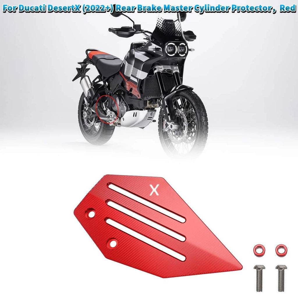 Red CNC Rear Brake Master Cylinder Guard Protector Cover For Ducati DesertX 2022
