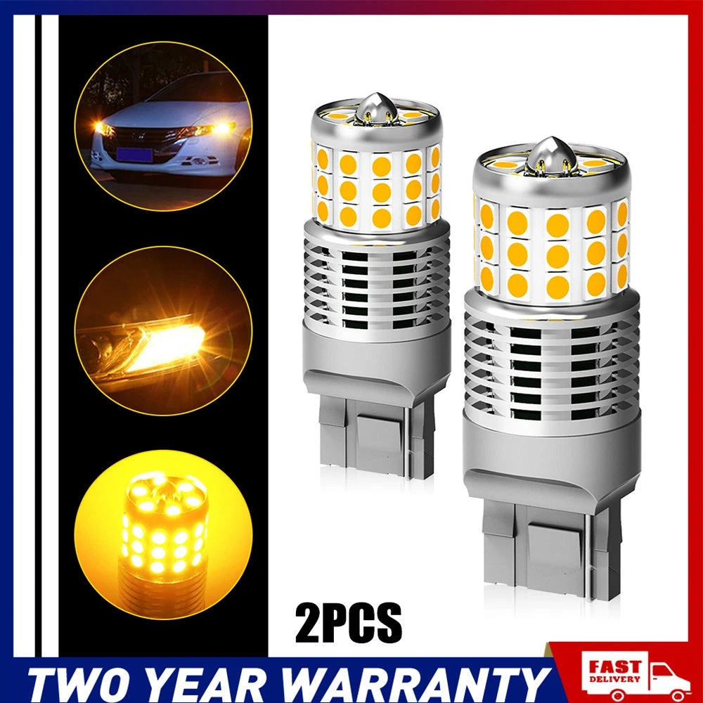2-10x T20 Amber LED Indicator Turn Signal Light Bulb 7443 Canbus 7440 Error NEWA
