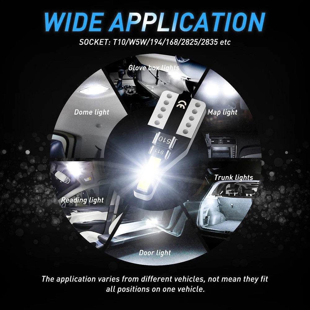 10pcs T10 White 194 168 W5W LED Car Side Wedge Parker Light Globe Bulbs NEWA