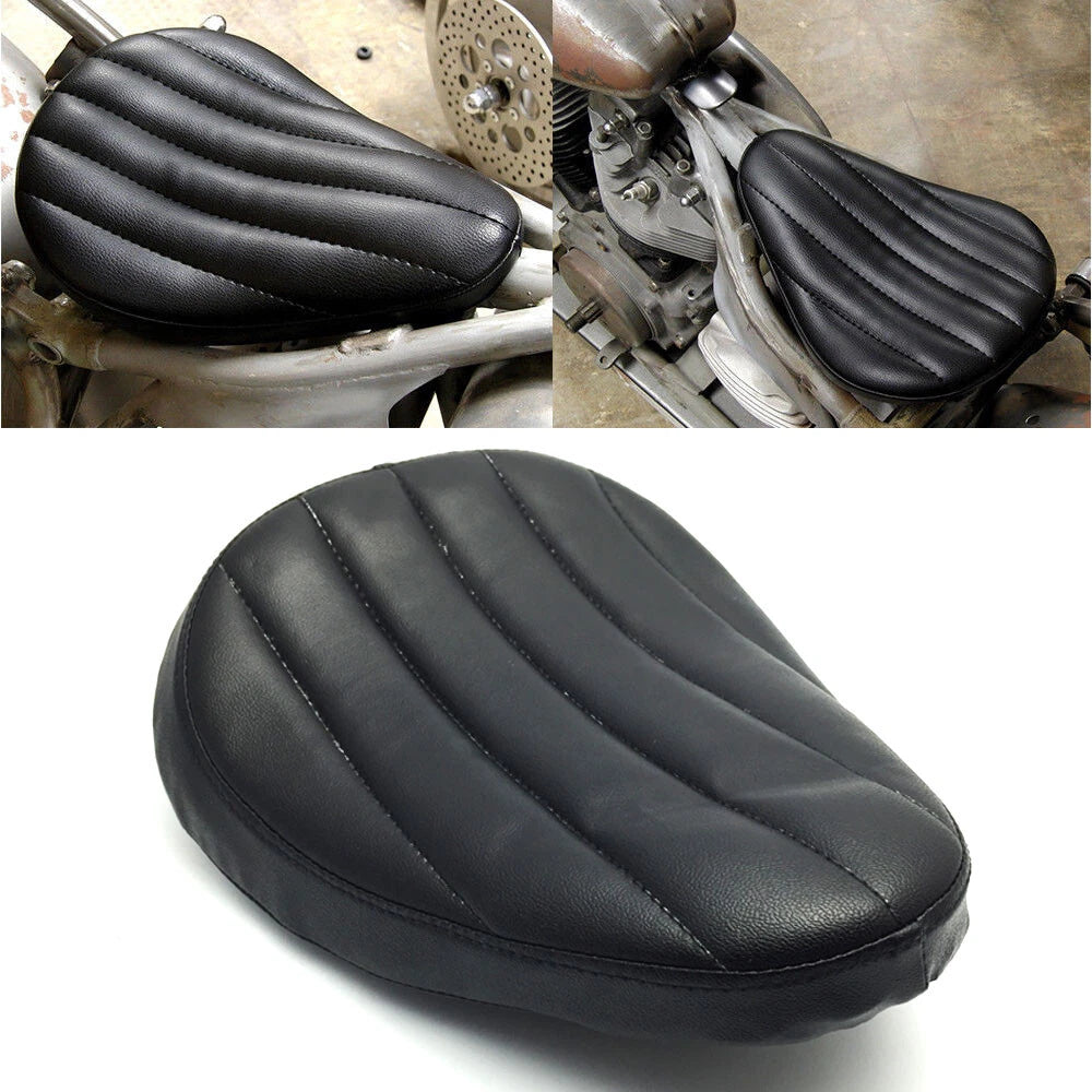 Black Motorcycle Leather Driver Solo Seat for Harley Bobber Chopper For Honda ST