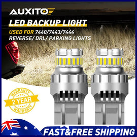 2x AUXITO STOP TAIL LIGHT T20 WHITE BULBS GLOBE BRAKE 7440 7443 LED CANBUS ERROR