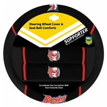 Load image into Gallery viewer, NRL Steering Wheel Cover/Seat Belt Cover Set - Sydney Roosters ACNRLROOACC