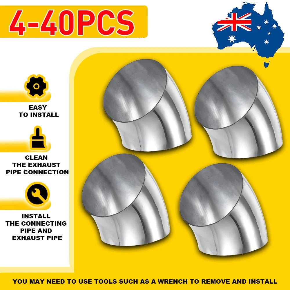 4-40X Universal 3" 45 Degree Stainless Steel Bend Tube Exhaust Elbow Pipe 3 IN