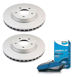 Front Bendix Brake Pads + Rotors for Nissan X-Trail T31, Dualis J10, Juke F15