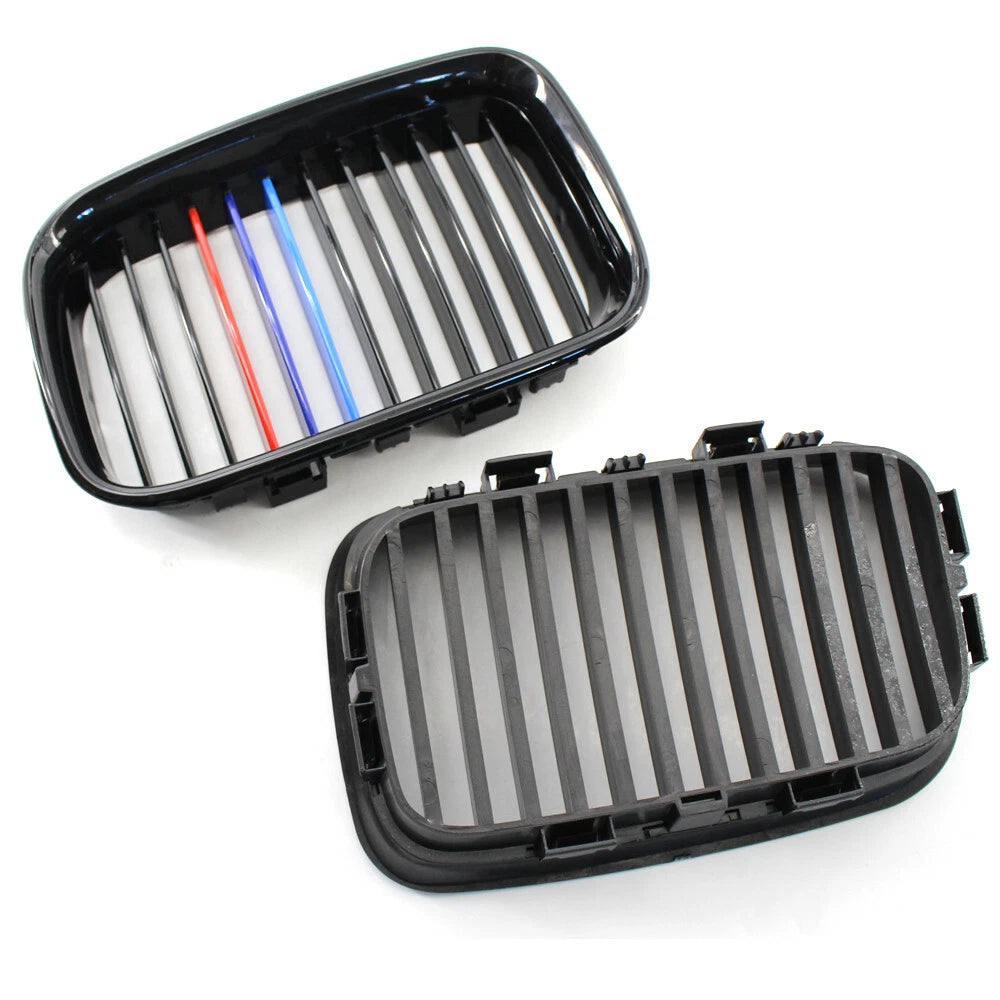 For BMW E36 Sedan Coupe M3 1990-96 Gloss Black M-Color Front Kidney Grille Grill