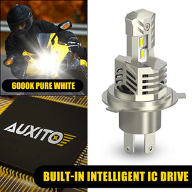 12V H4 HS1 LED Motorcycle ATV UTV Headlight Hi/Low 6000K Globes Beam 26W Canbus