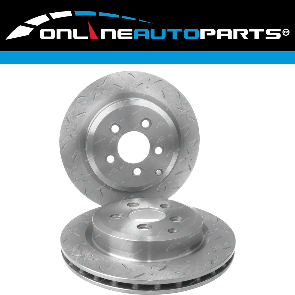 2 Rear Slotted Disc Rotor for Ford Falcon BF FG 6cyl 4.0L V8 5.4L 2005-2014