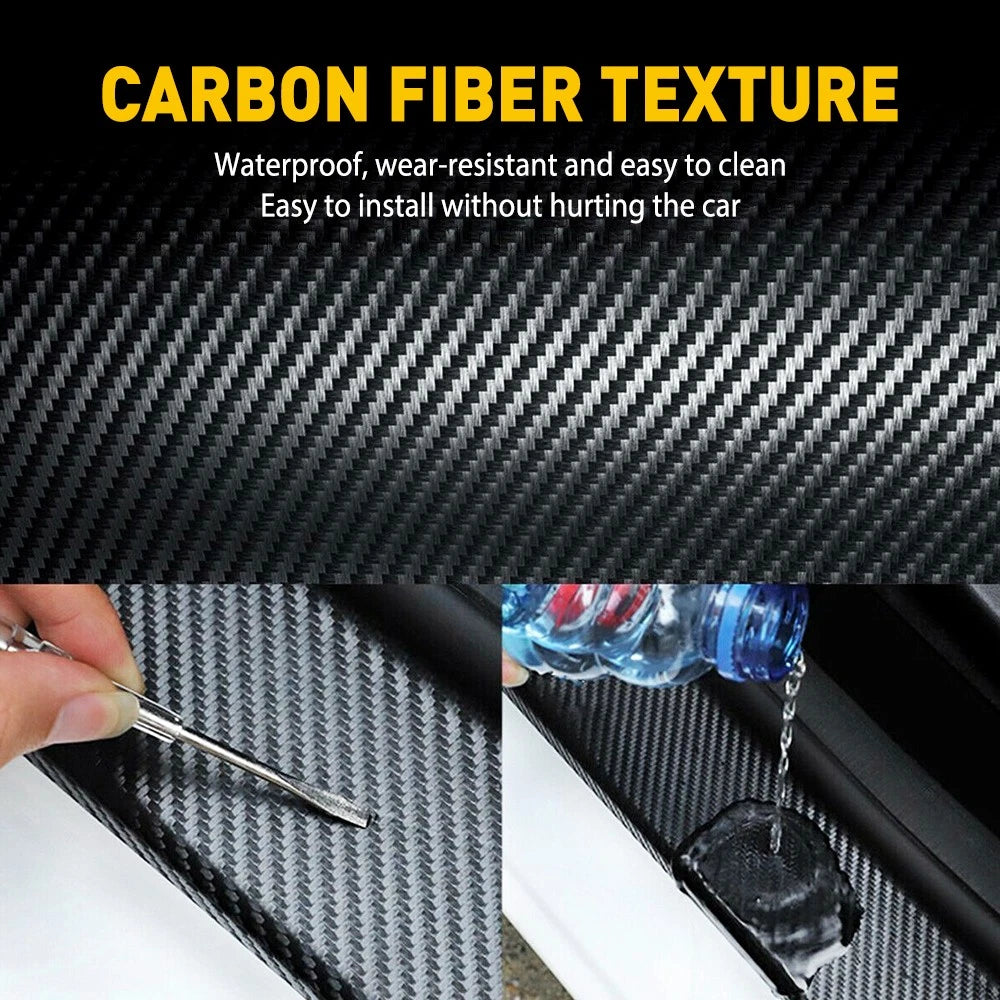 10cmX3M 5D Carbon Fiber Car Sticker Door Sill Scuff Scratch Anti Protection Tape