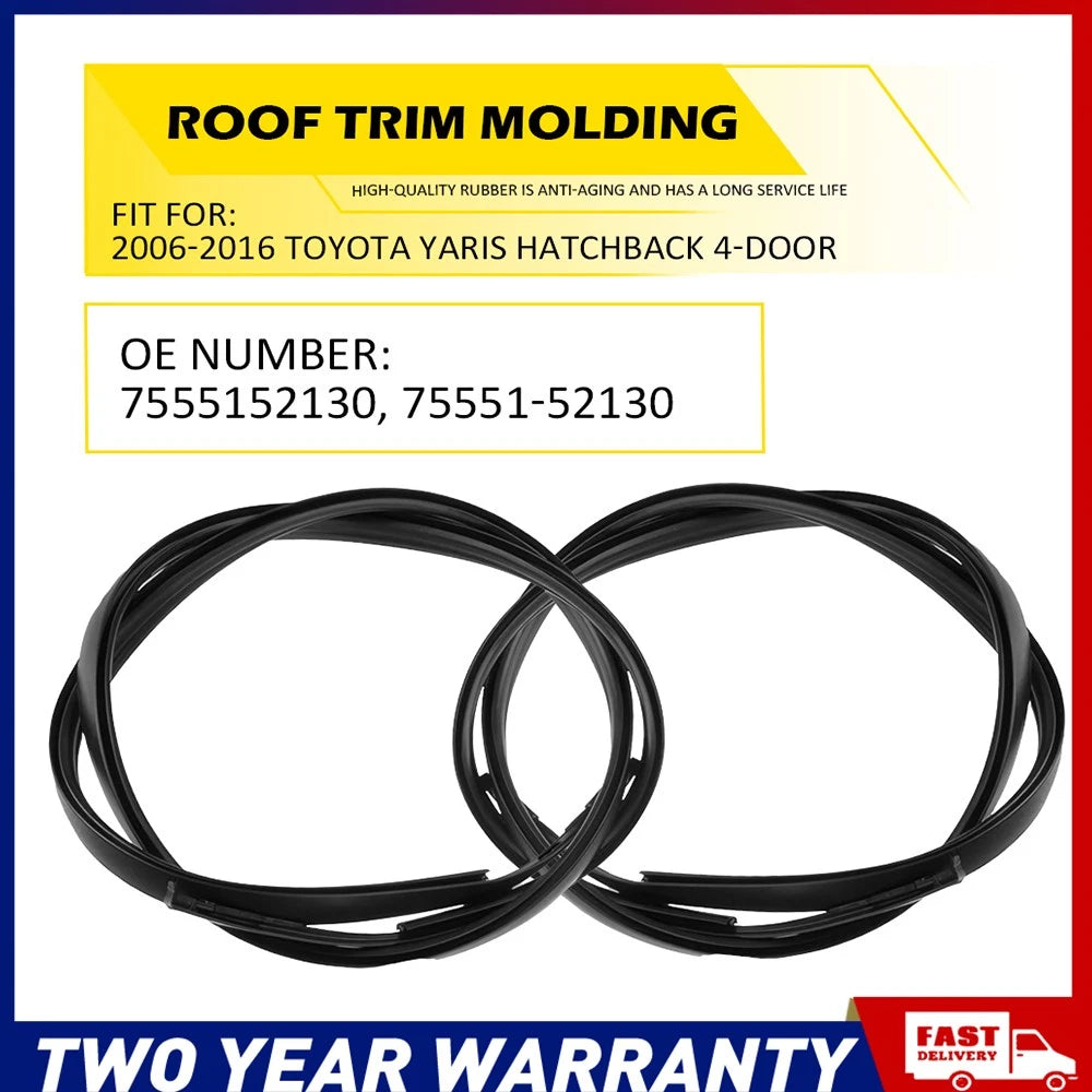 Car Roof Drip Moulding Side Finish Moulding Set Black For Toyota Yaris Hatchback
