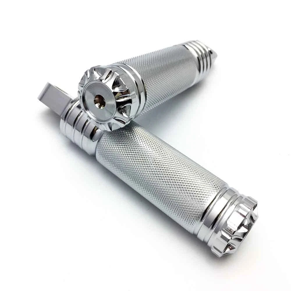 1 inch chrome CNC foot pegs and shifter peg compatible with Harley Sportster V-Rod Dyna