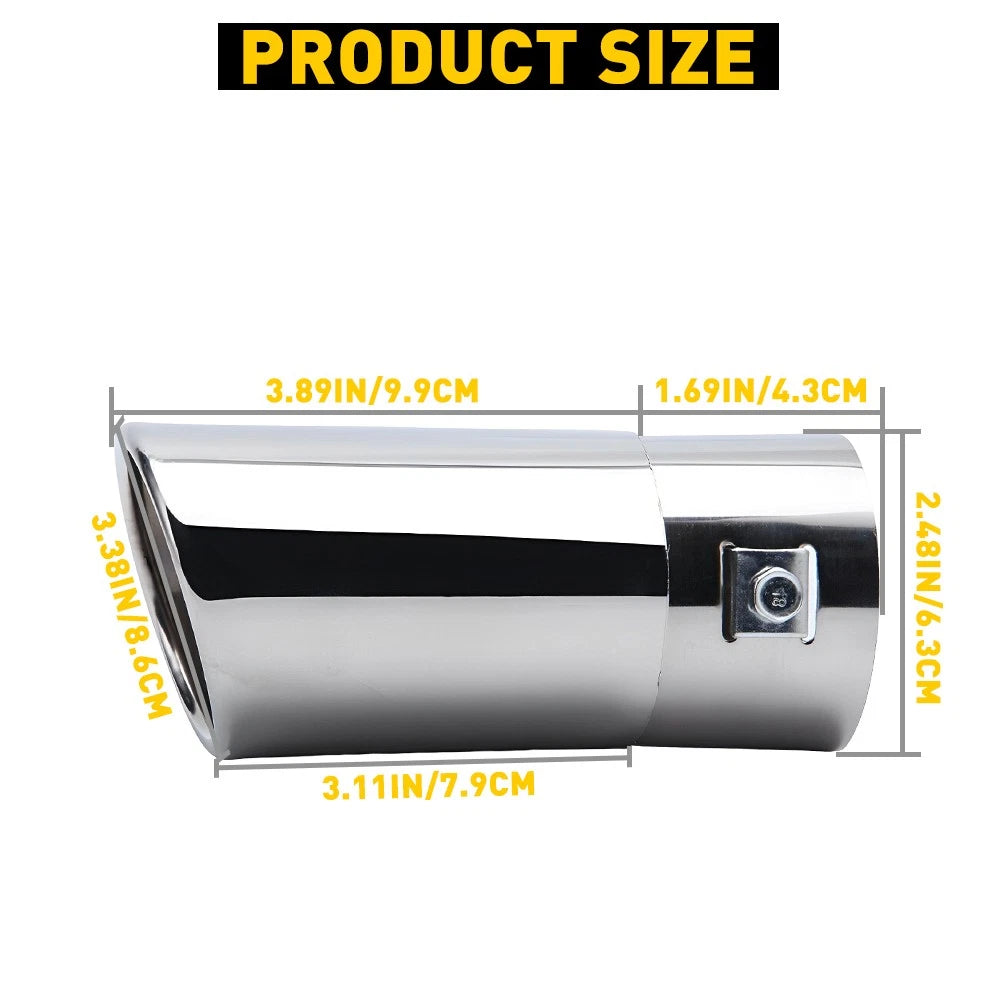 Stainless Steel Exhaust Trim Tip Muffler Chrome Tail Car Van Universal Stright