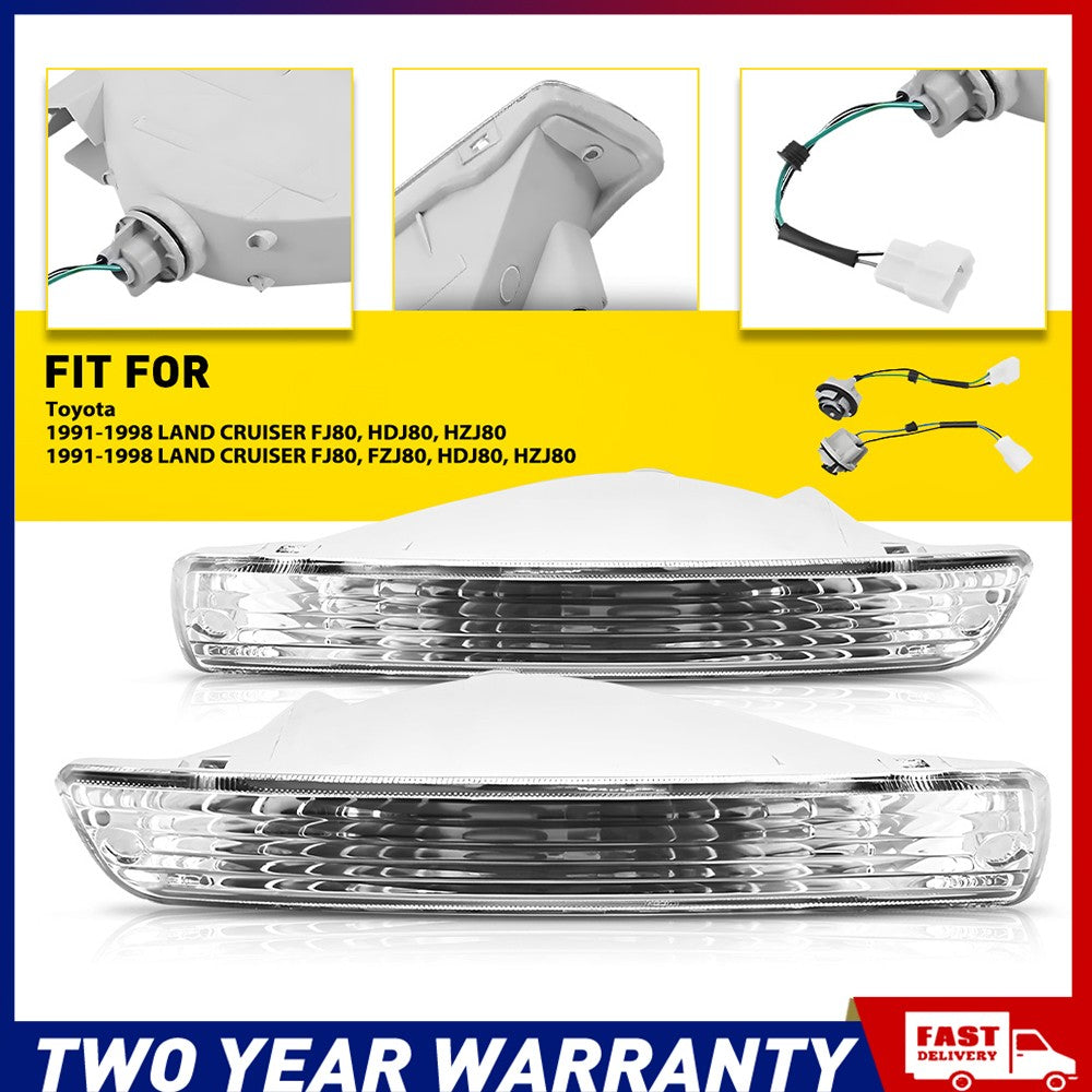 2x For Toyota Cruiser Land HZJ80 Series Front Turn Indicators Bumper Light 12V