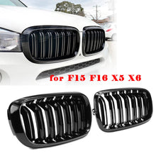 Load image into Gallery viewer, Gloss Black Front Kidney Grill Dual Slat Grille for BMW F15 F16 X5 X6 2014-17 ST