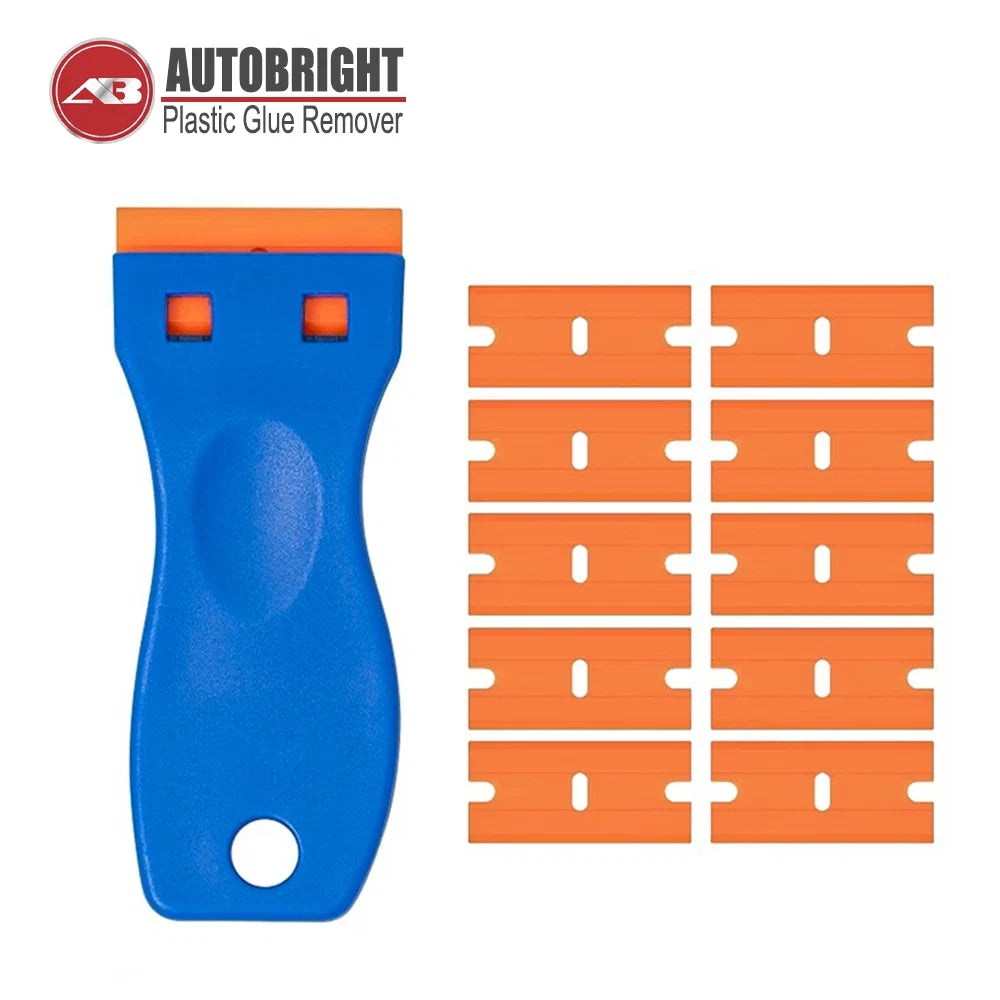 AUTOBRIGHT | Plastic Razor Scraper 2x Handles + 100x Blades