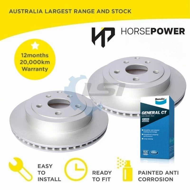 Rear Bendix Brake Pads and Disc Rotors for Holden Calais VE 2006-2013