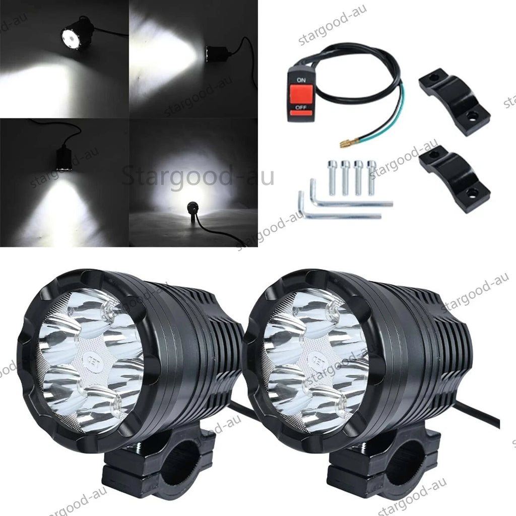 2x Motorcycle Spot light 6 LED Headlight Bike Waterproof Driving Fog Lamp 30W AU