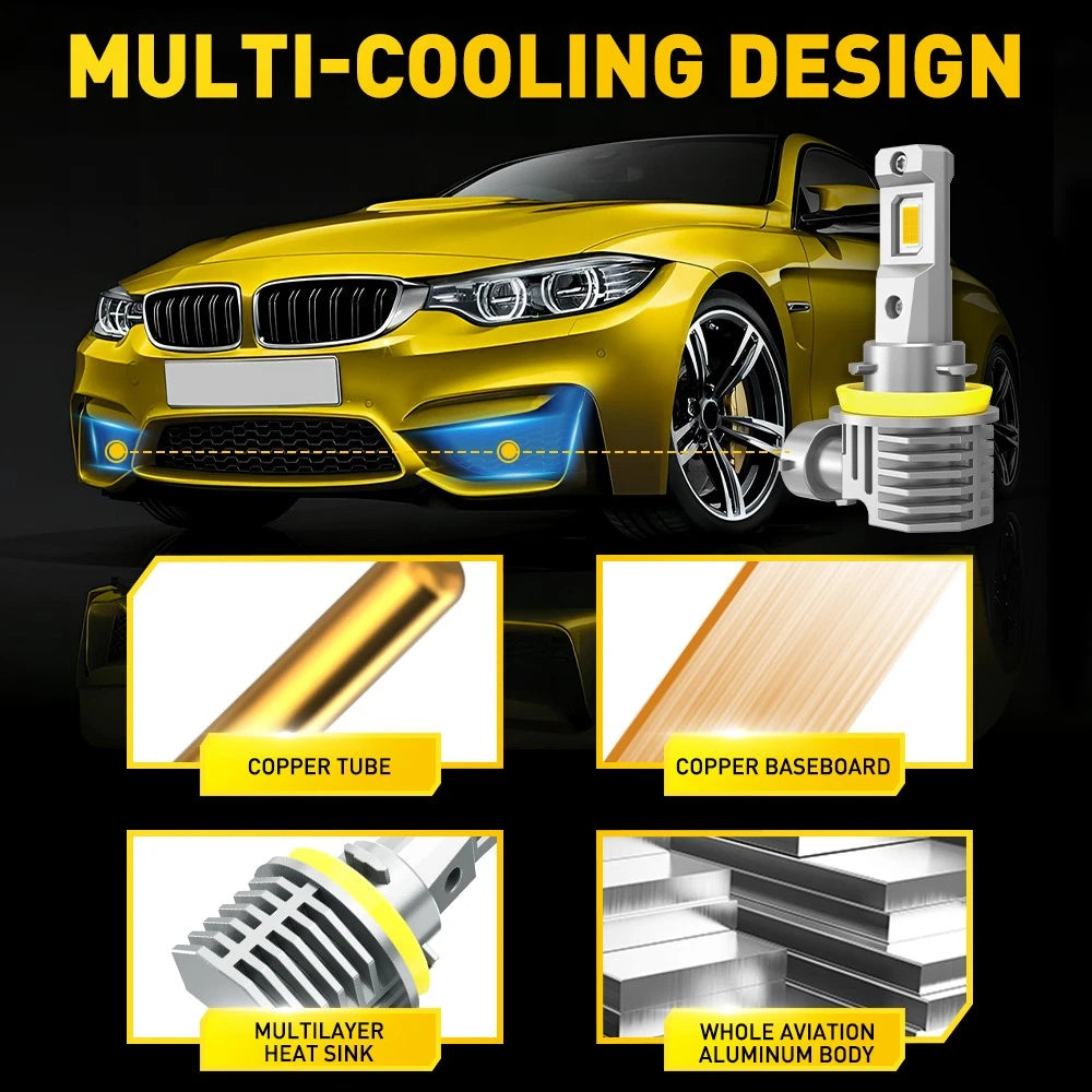 AUXITO 2x H11 LED Headlight Globe Bulbs Kit H/Low Beam White Amber 1:1 Plug&Play