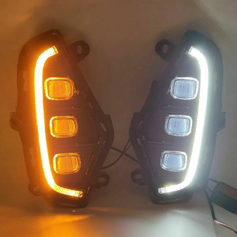 LED Day Running Light Fog Lamp For Toyota for RAV4 2019-21 W/ Amber Turn Signal