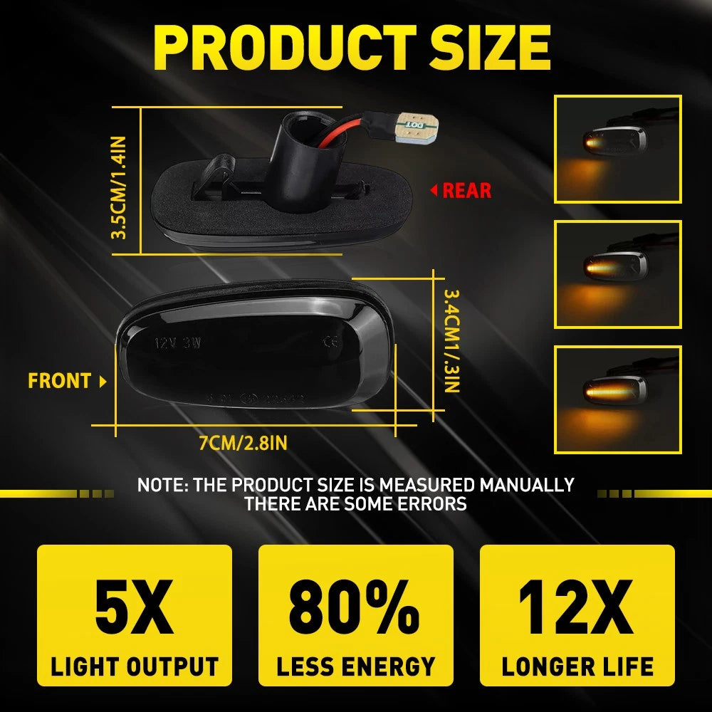 2X Dynamic Sequential LED Side Indicator Light For Holden Commodore VY VZ AUS A