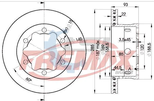 Fremax Rear Disc Rotors for Mercedes Benz Sprinter W902 W903 2.1 00-06 285mm