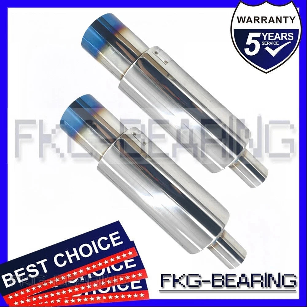 Pair 3.5" Cannon Stainless Steel Exhaust Muffler Polished Blue Tip 2"Inlet AU
