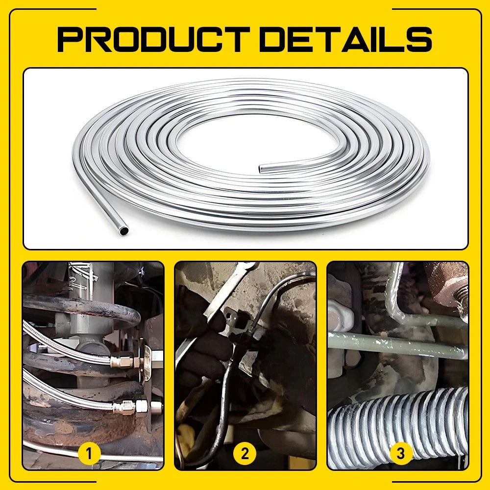 3/8"x7.6m Steel Brake Pipe Bundy Tube Coil Fuel Transmission Line Zinc Coated