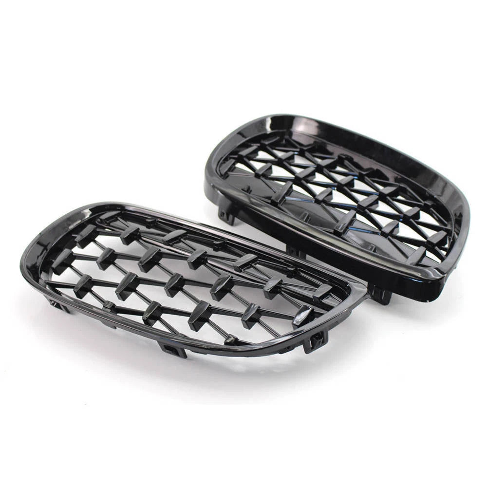 Gloss Black Diamond Style Kidney Grille Grill For BMW E92 E93 06-10 Pre-facelift