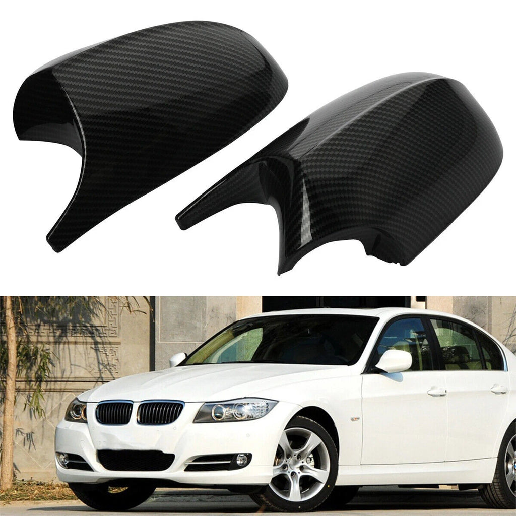 2x For BMW E90 E91 2008-11 LCI Carbon Fiber Look M3 Style Side Mirror Cover Cap