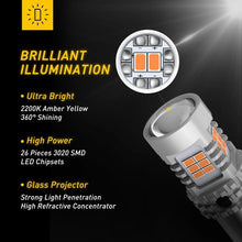 Load image into Gallery viewer, 2pcs/Amber 1156PY BAU15S PY21W LED Tail 26SMD Car Turn Reverse Brake Signal Bulb