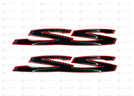 Red Gloss Black SS Badge Pair Emblem Holden Commodore VE VF SS Sedan Wagon Ute