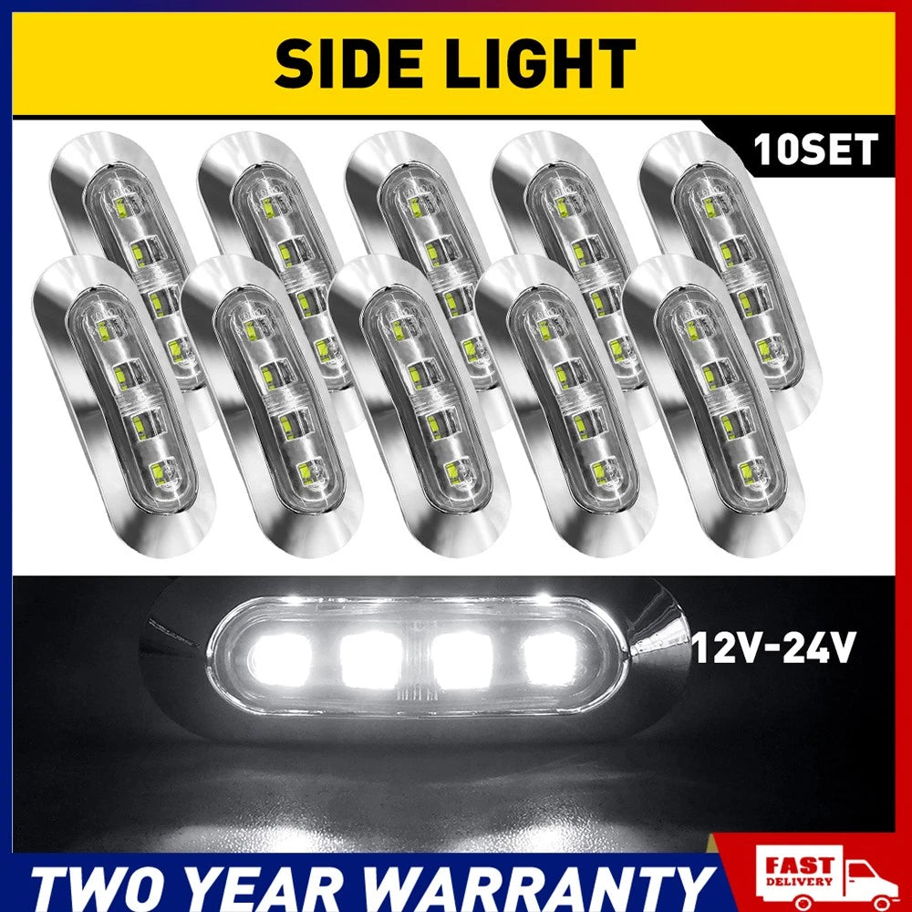 10X LED White Clearance Lights Side Marker Lamp Trailer Truck Caravan 12-24V AU