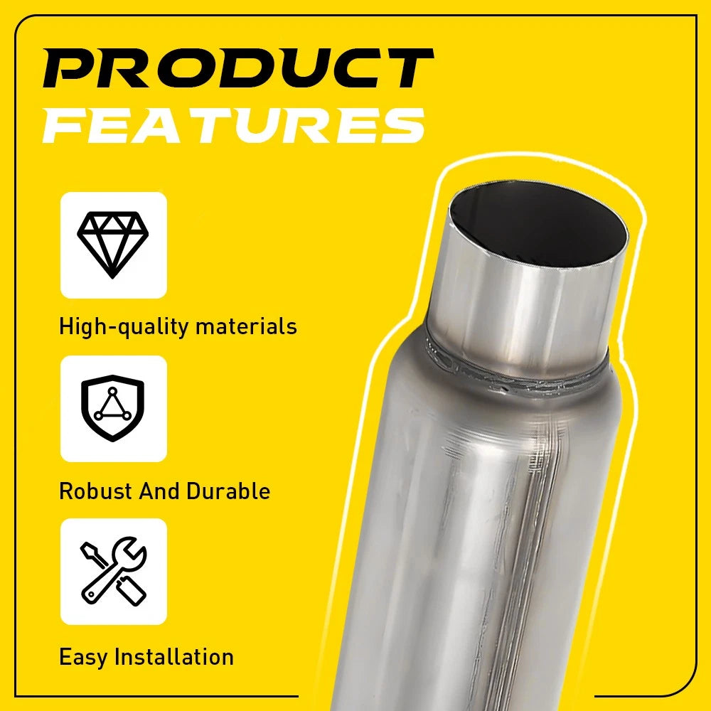 3 inch Exhaust Hotdog Pipe Muffler Silencer Resonator Stainless Steel 12" Long