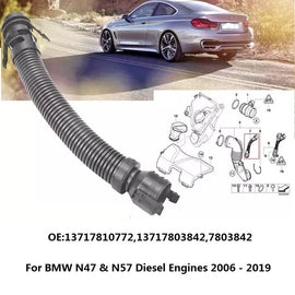 Air Filter Inlet Breather Hose Pipe 13717810772 For BMW Rocker Cam Cover N47 N57