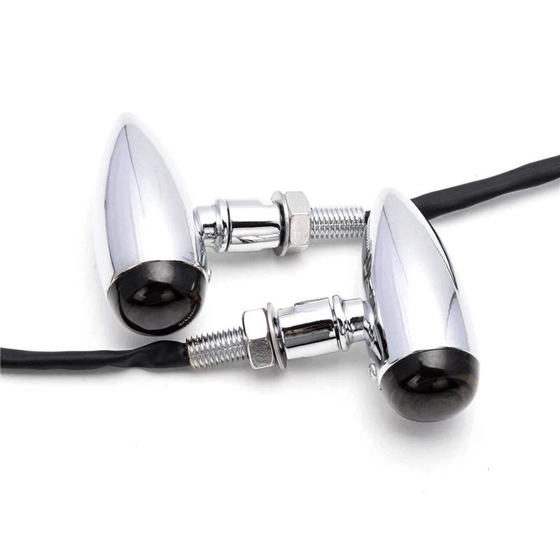 Chrome Motorcycle Bullet Turn Signal Blinker Indicator Light For Harley Chopper