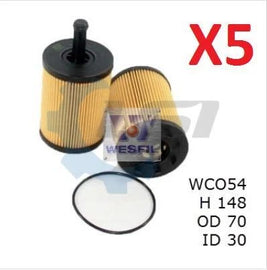 5 x Wesfil Oil Filters WCO54