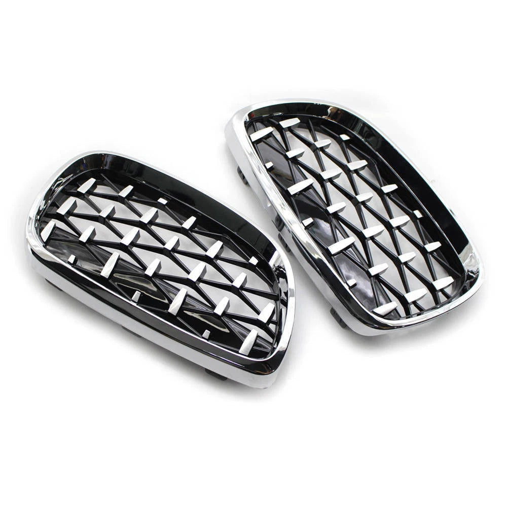 For BMW E92 E93 2006-09 Coupe M3 Diamond Front Kidney Grille Grill Chrome Black