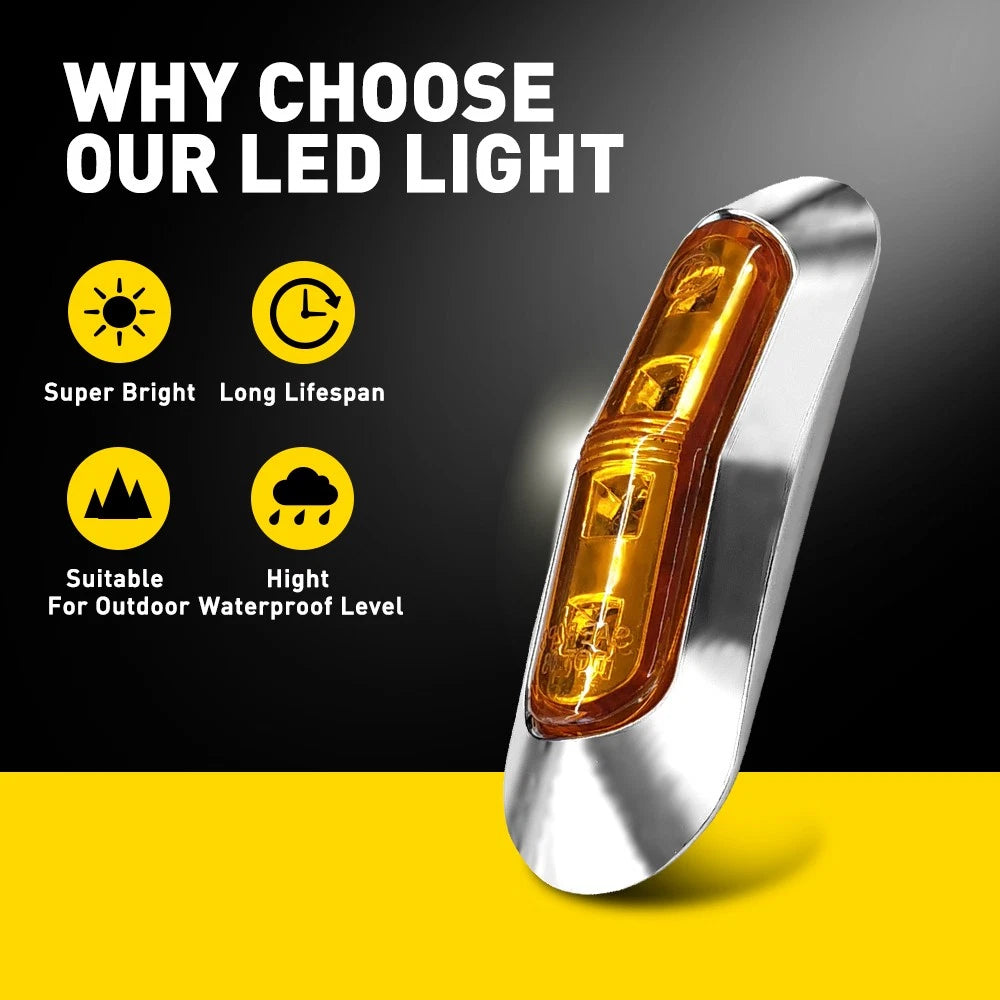 10-100X Universal LED Clearance Lights Side Marker Amber Lamp Caravan E4 A