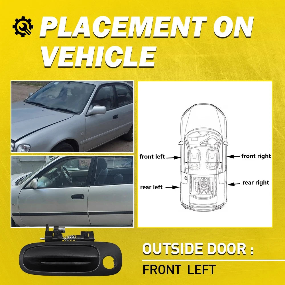 1-10x FRONT LH Outer Outside Door Handle For Toyota Corolla AE112 1998-01 Black