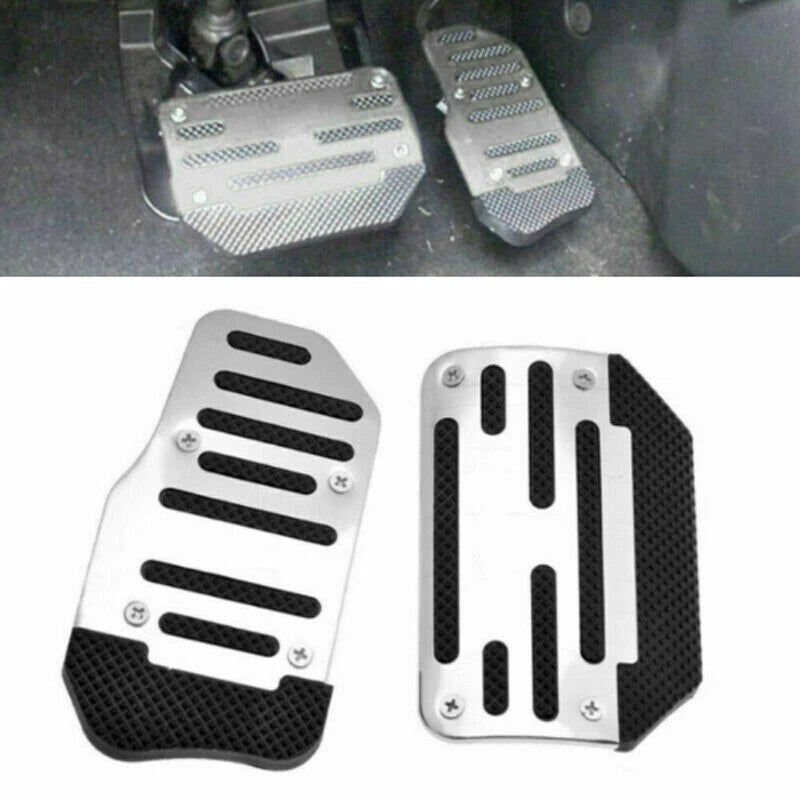 2x Silver Non-Slip Automatic Car Gas Brake Pedals Pad Cover Car Accessories ST