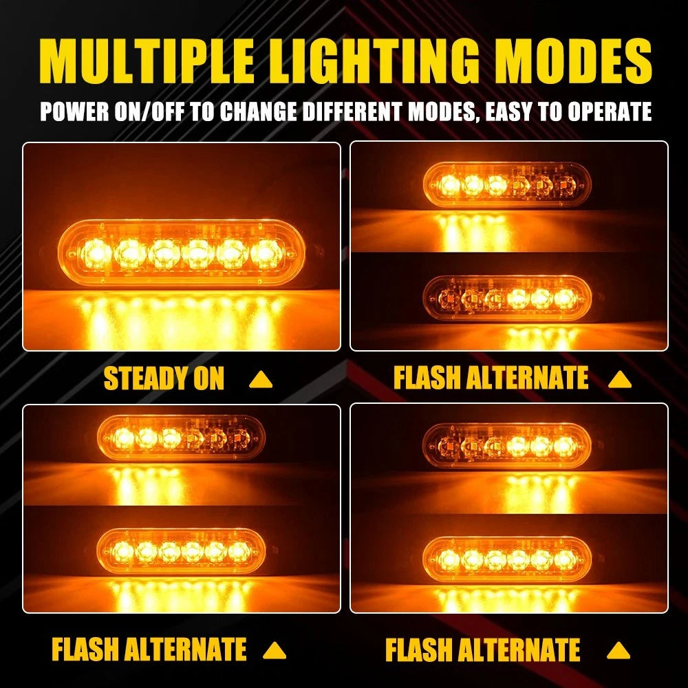10 Amber LED Car Truck Emergency Beacon Warning Hazard Flashing Strobe Light Bar