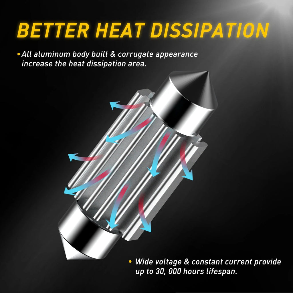 2pcs AUXITO 36MM 3030 4 LED White Festoon Interior Dome Roof Trunk Light