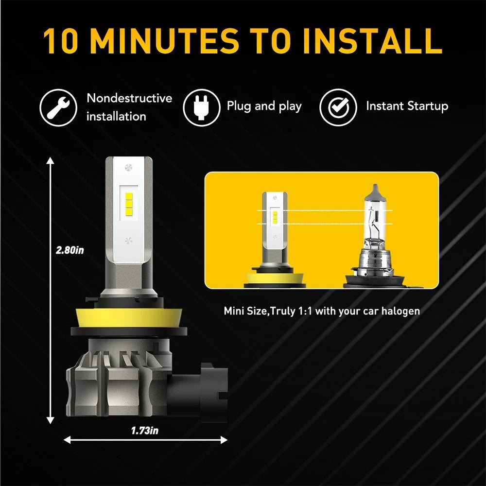 AUXITO 8X H11/H8/H9 10000LM LED Fog Light Headlight Bulbs High/Low Beam NEWA