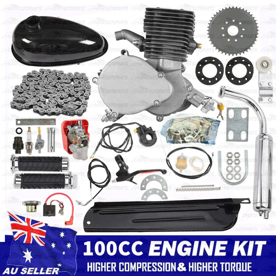 100CC Motorized Bike Kit Push Bicycle Petrol Gas 2 Stroke Motor Engine Parts AU