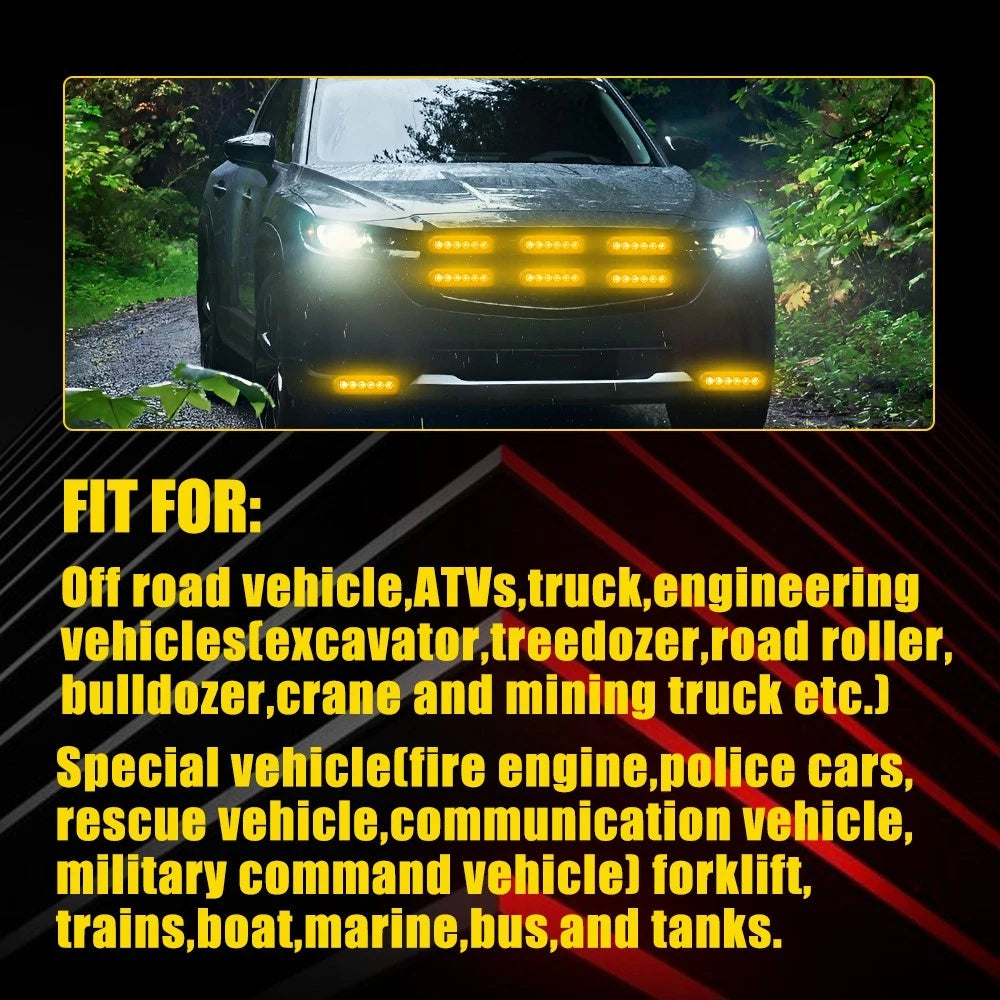 10x Amber 6 LED Warning Light Truck Car Emergency Strobe Light Flashing Beacon